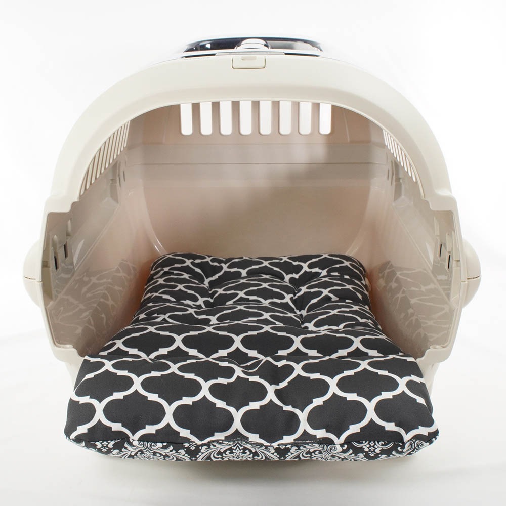 あごのせ縁無しクッション/クレートクッション ダマスクモロッカン モスブラック Mサイズ