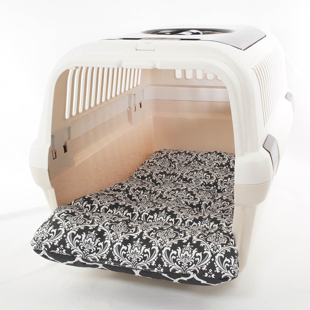 あごのせ縁無しクッション/クレートクッション ダマスクモロッカン モスブラック Mサイズ