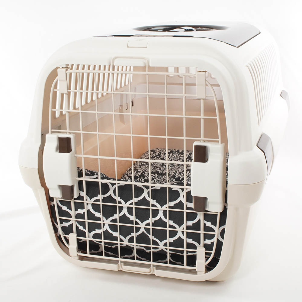 あごのせ縁無しクッション/クレートクッション ダマスクモロッカン モスブラック Mサイズ