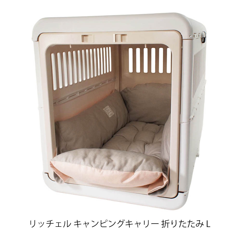 Helen's Via マルチフィット クレートクッション 犬用ベッド Lサイズ - 洗える ペットキャリー・プラスチックベッド・カート対応