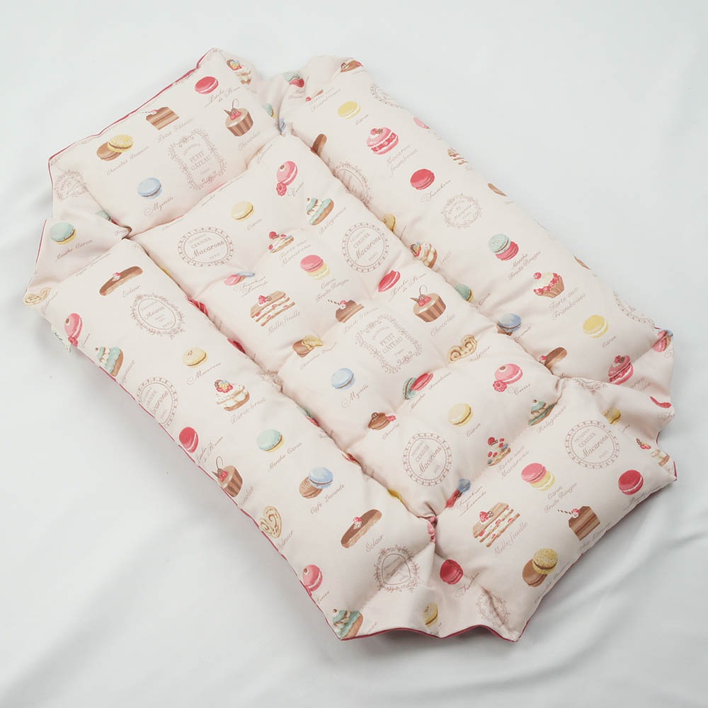 ペットが喜ぶ キャリークッションベッド/クレートクッション マカロンピンクドット Sサイズ