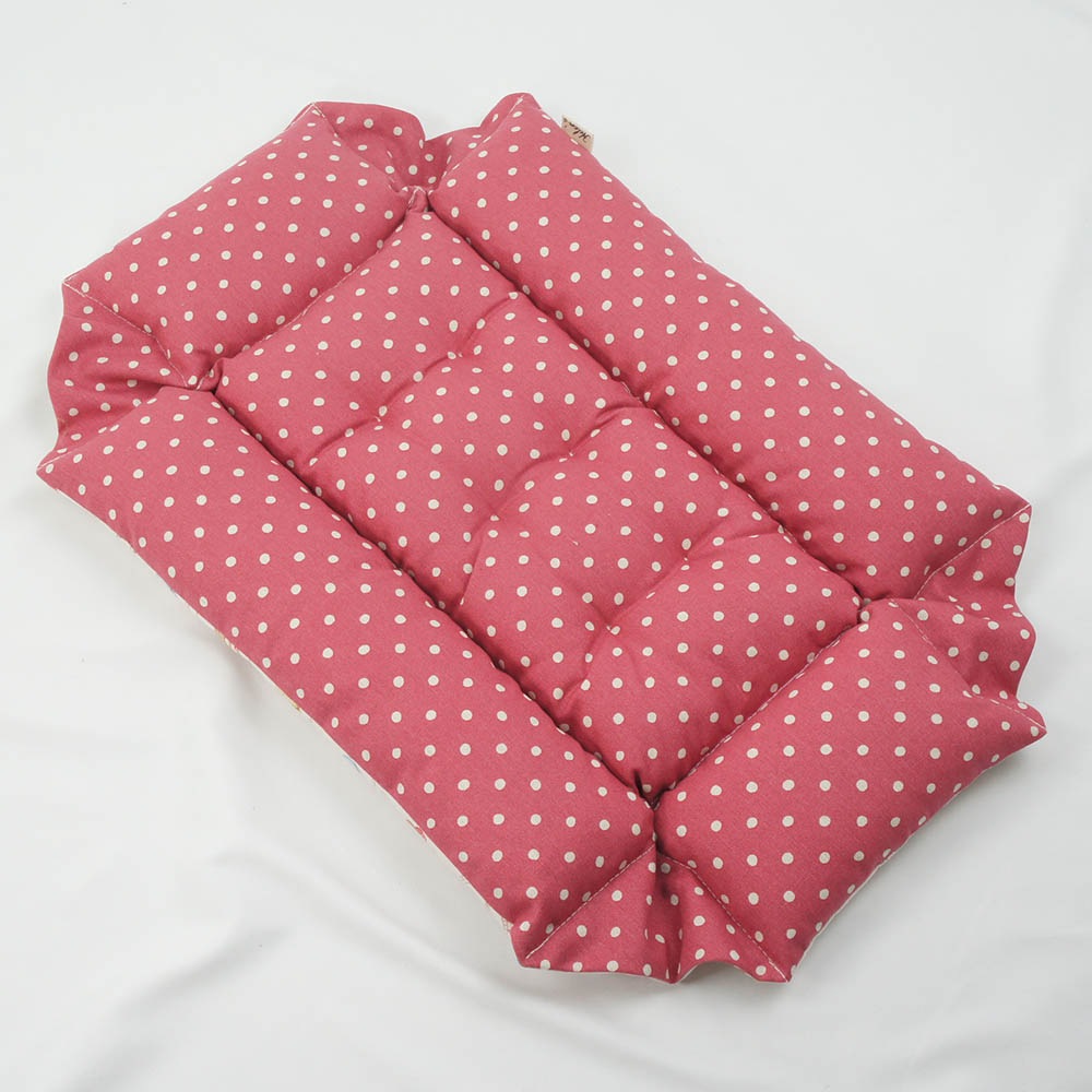 ペットが喜ぶ キャリークッションベッド/クレートクッション マカロンピンクドット Sサイズ