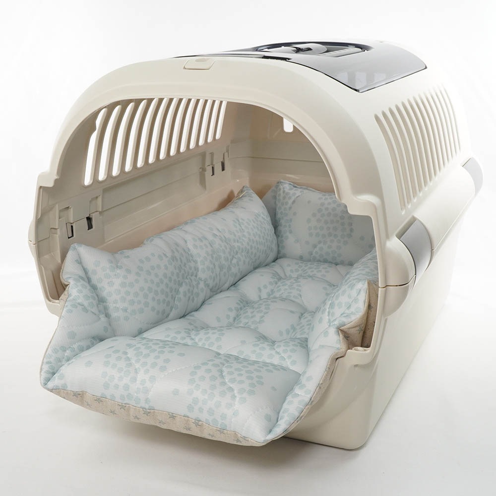 ペットが喜ぶ 夏用キャリークッションベッド 接触冷感 マーベラスクール Ginga ブルー Mサイズ