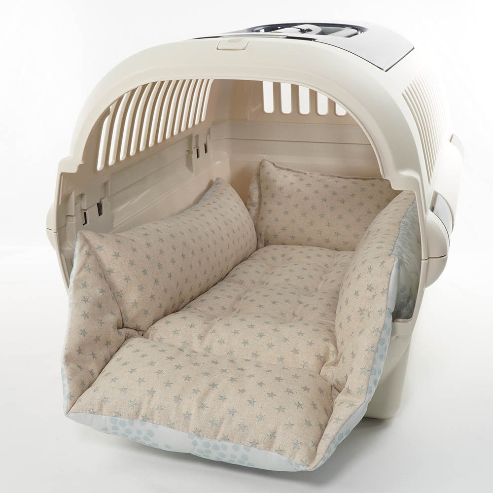 ペットが喜ぶ 夏用キャリークッションベッド 接触冷感 マーベラスクール Ginga ブルー Mサイズ