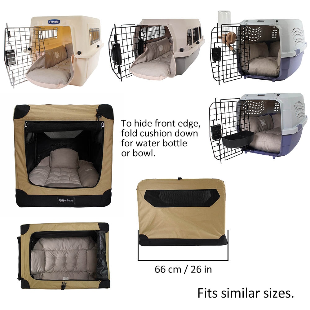 Helen's Via マルチフィット クレートクッション 犬用ベッド Mサイズ - 洗える ペットキャリー・プラスチックベッド・カート対応