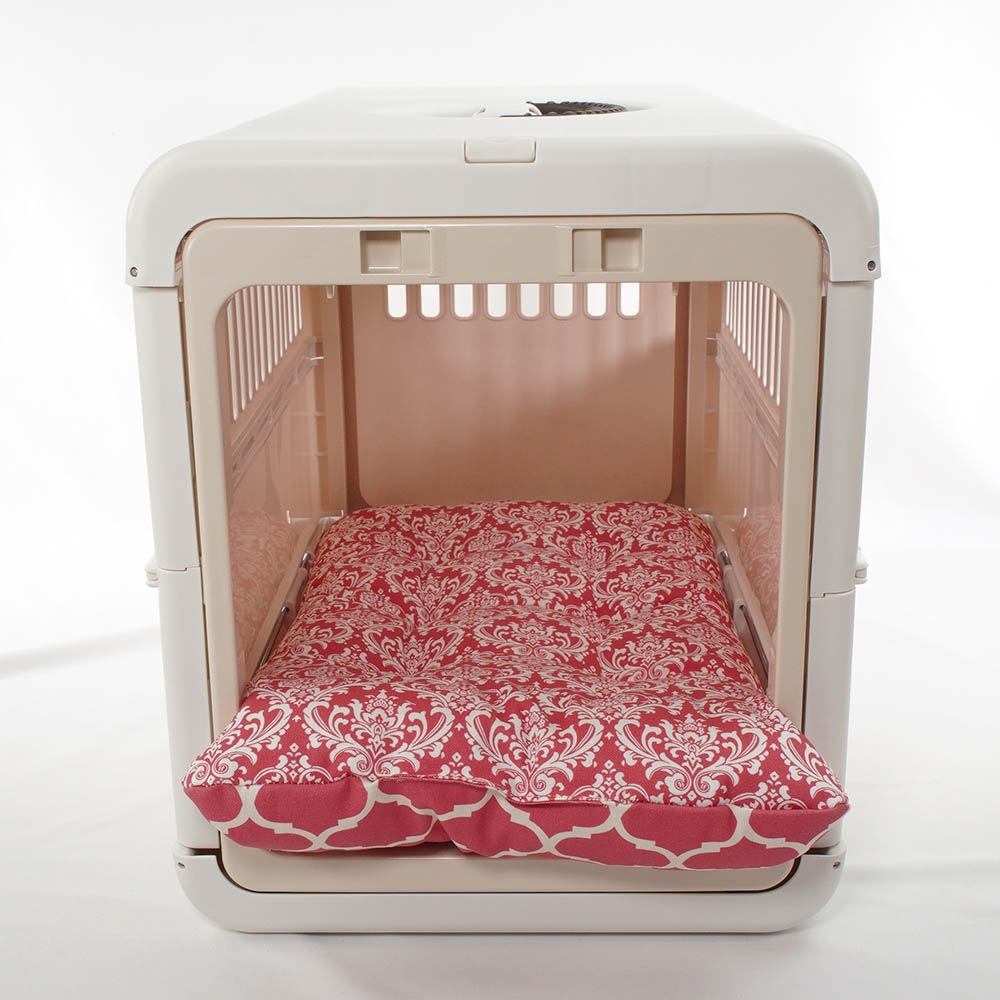 あごのせ縁無しクッション/クレートクッション ダマスクモロッカン ピンク Mサイズ