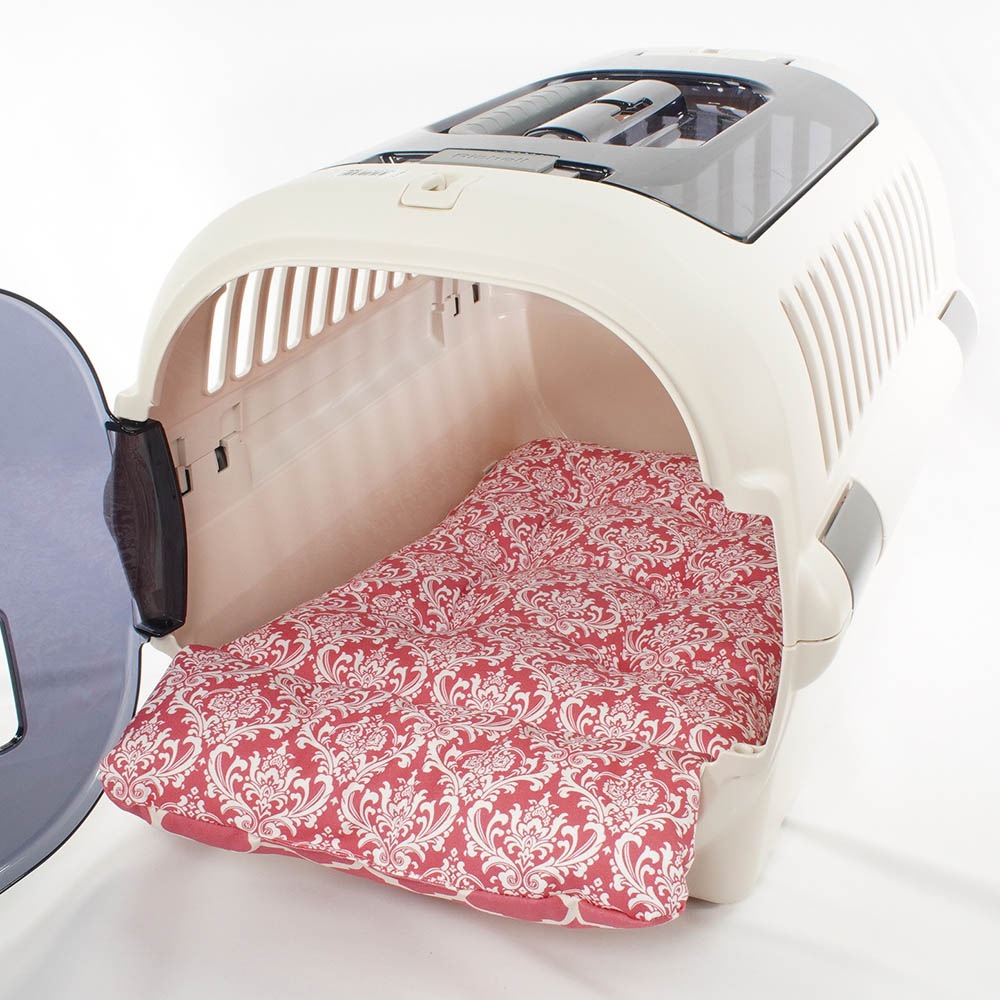 あごのせ縁無しクッション/クレートクッション ダマスクモロッカン ピンク Mサイズ