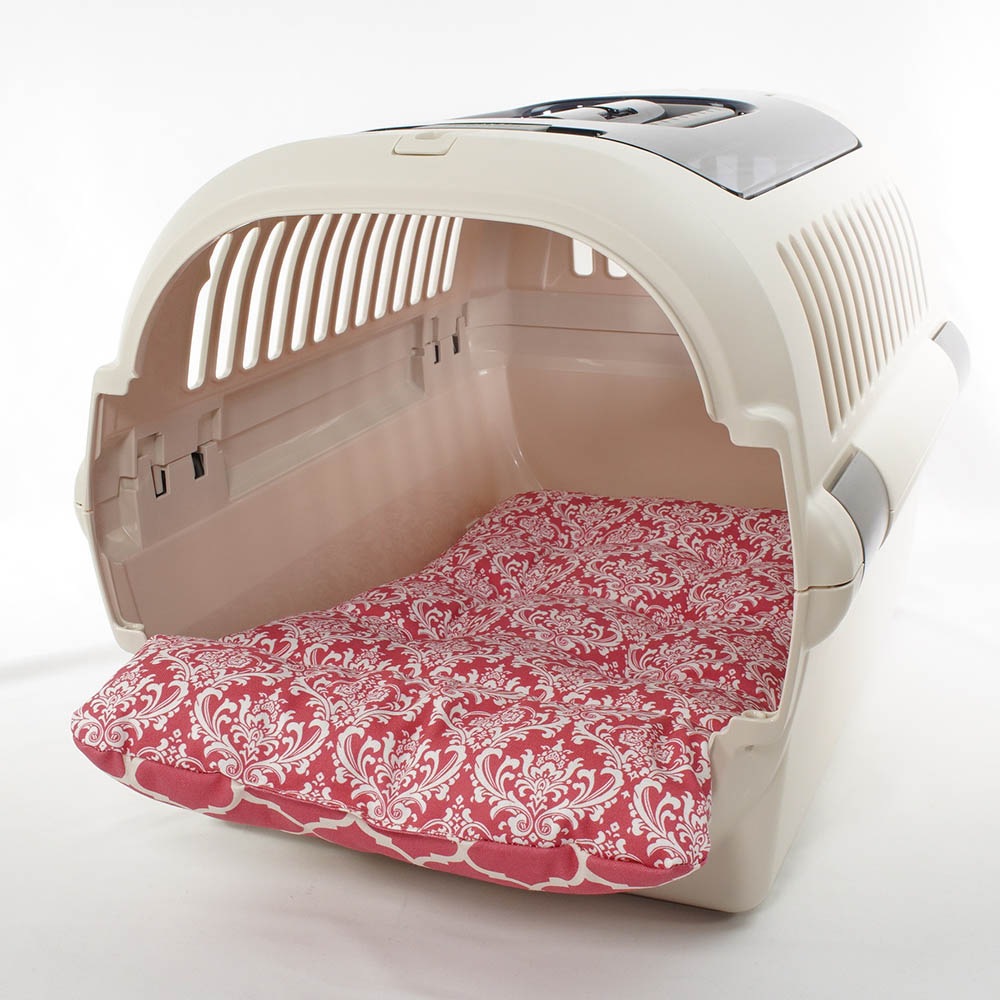 あごのせ縁無しクッション/クレートクッション ダマスクモロッカン ピンク Mサイズ