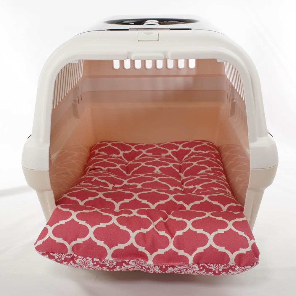 あごのせ縁無しクッション/クレートクッション ダマスクモロッカン ピンク Mサイズ