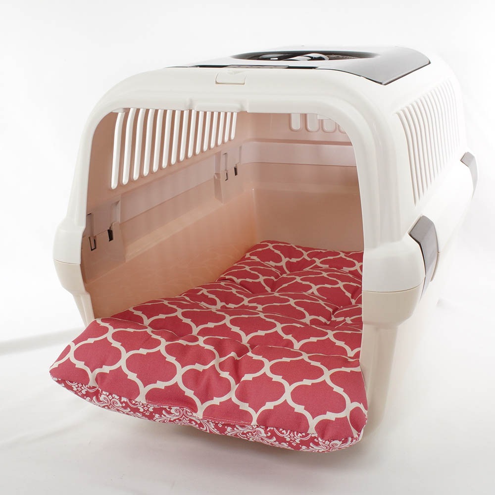 あごのせ縁無しクッション/クレートクッション ダマスクモロッカン ピンク Mサイズ