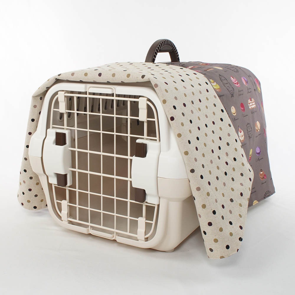 Helen's クレートカバー マカロンチョコドット Sサイズ トグルボタン付き