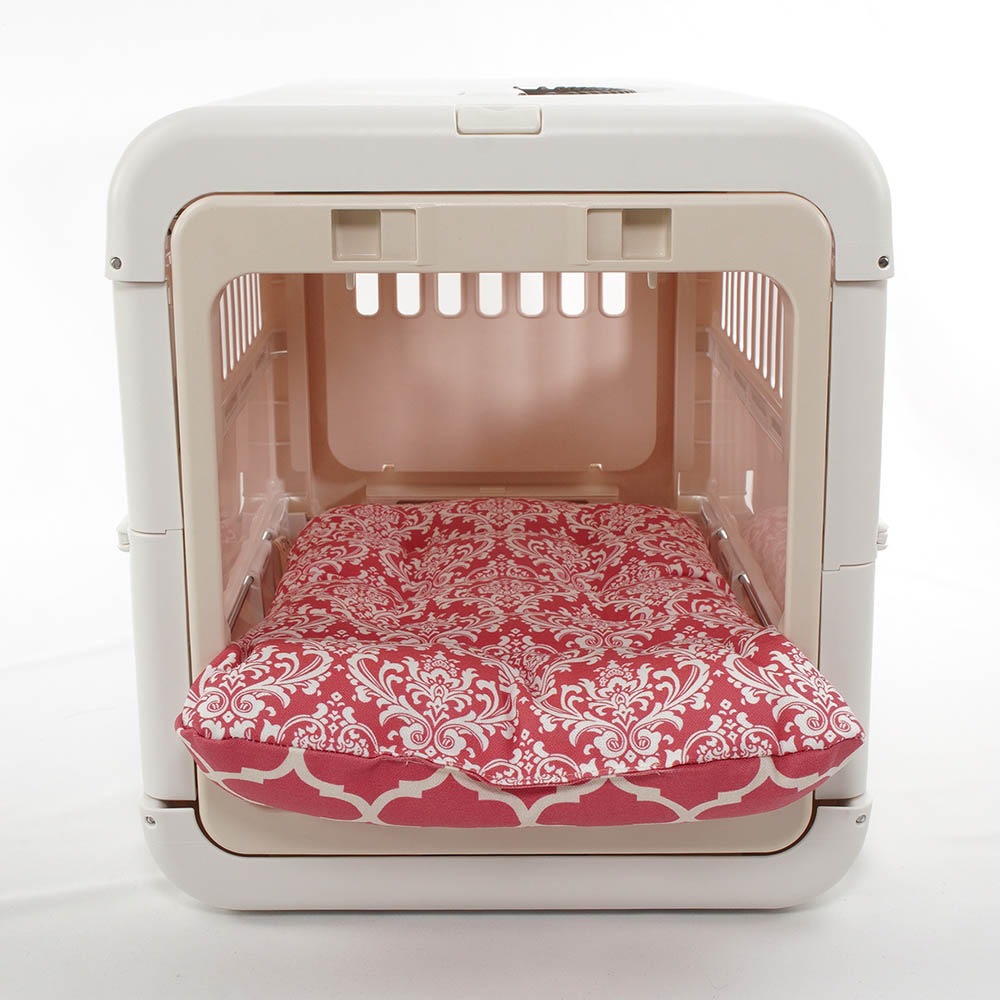 あごのせ縁無しクッション/クレートクッション ダマスクモロッカン ピンク Sサイズ