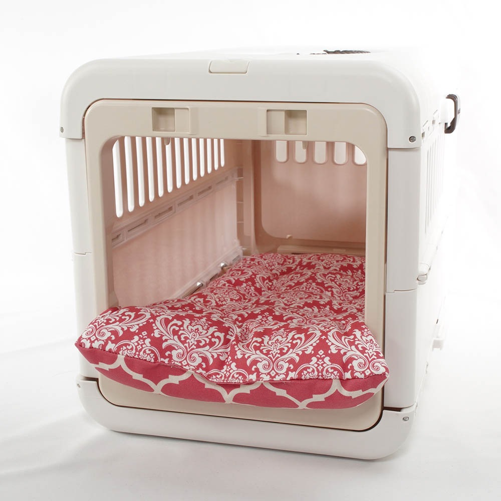 あごのせ縁無しクッション/クレートクッション ダマスクモロッカン ピンク Sサイズ