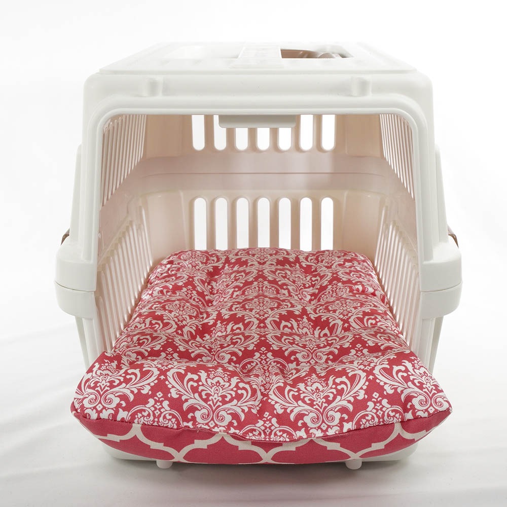 あごのせ縁無しクッション/クレートクッション ダマスクモロッカン ピンク Sサイズ