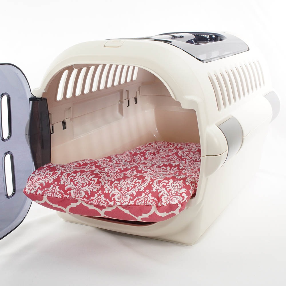 あごのせ縁無しクッション/クレートクッション ダマスクモロッカン ピンク Sサイズ