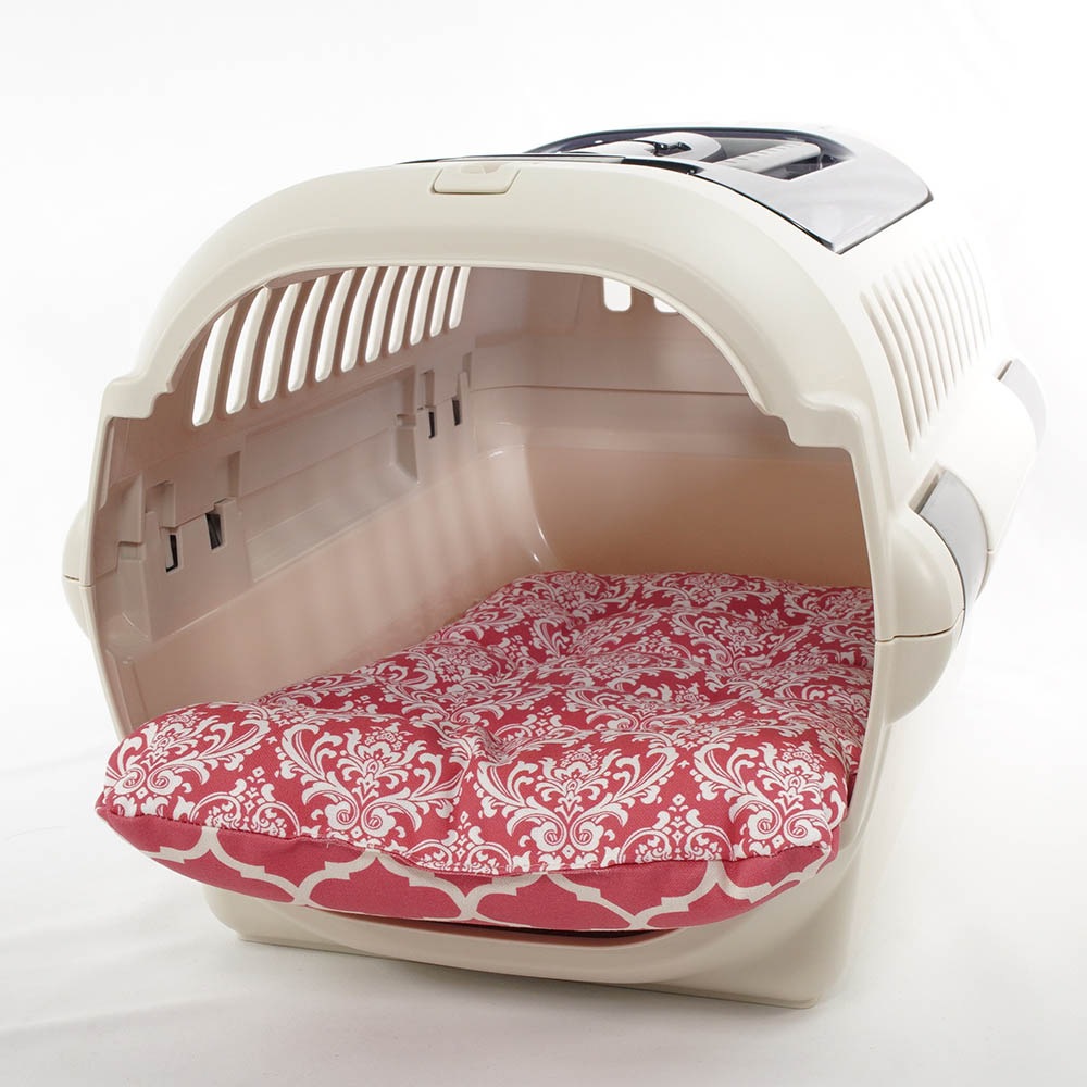 あごのせ縁無しクッション/クレートクッション ダマスクモロッカン ピンク Sサイズ