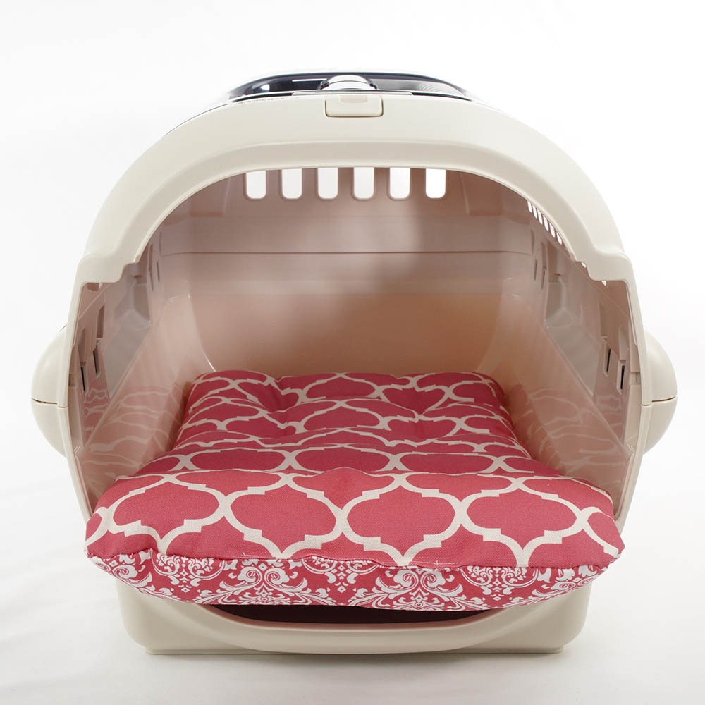 あごのせ縁無しクッション/クレートクッション ダマスクモロッカン ピンク Sサイズ