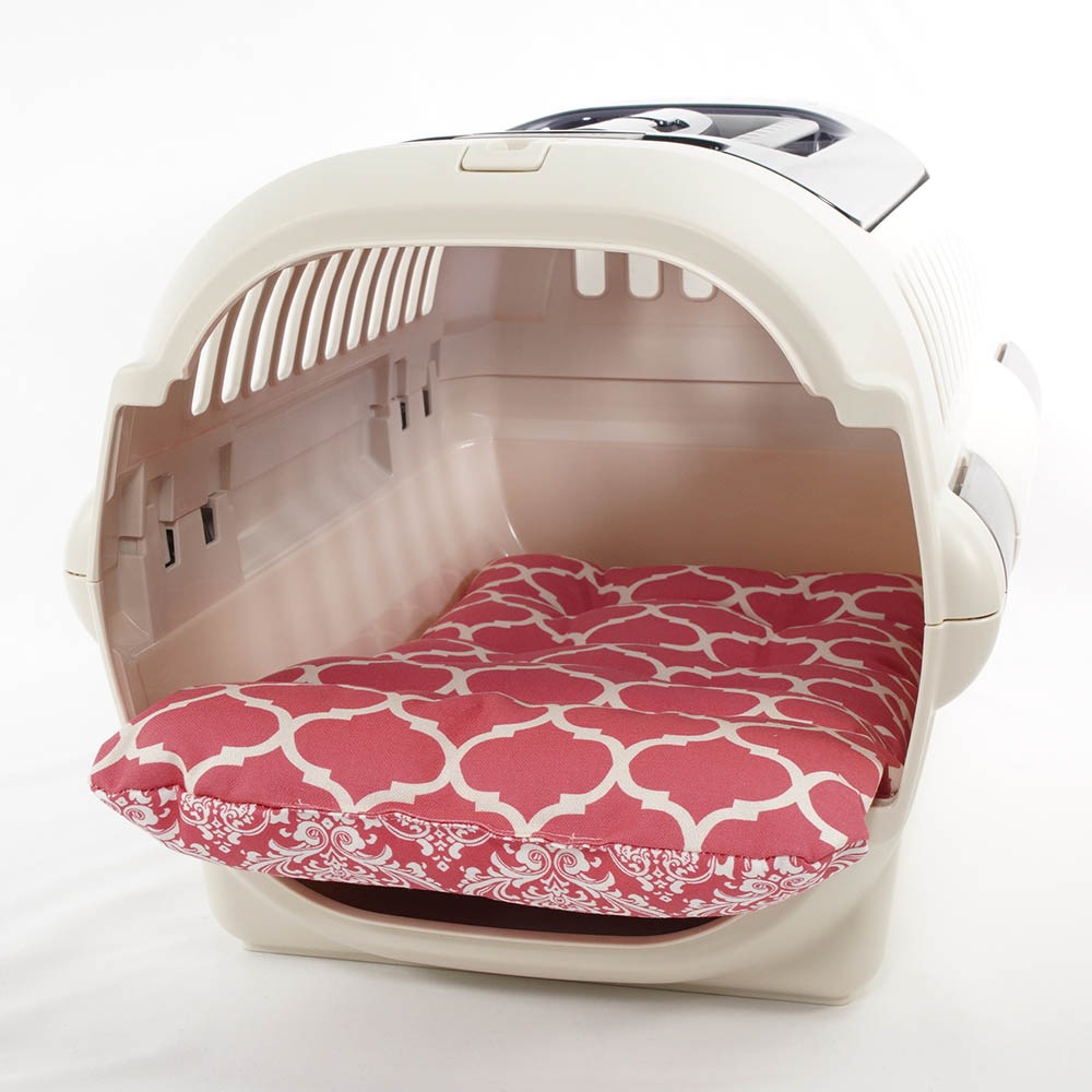 あごのせ縁無しクッション/クレートクッション ダマスクモロッカン ピンク Sサイズ