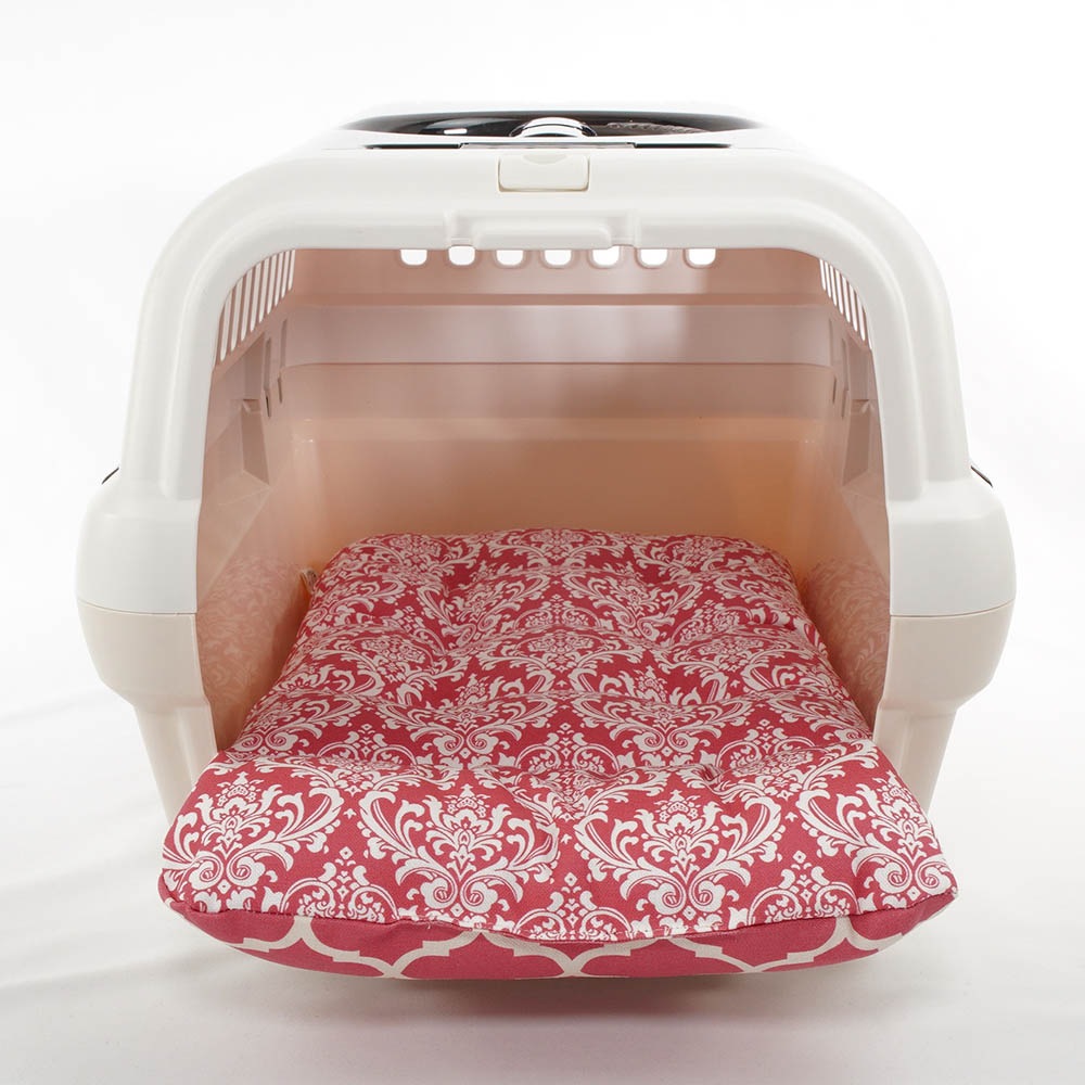 あごのせ縁無しクッション/クレートクッション ダマスクモロッカン ピンク Sサイズ