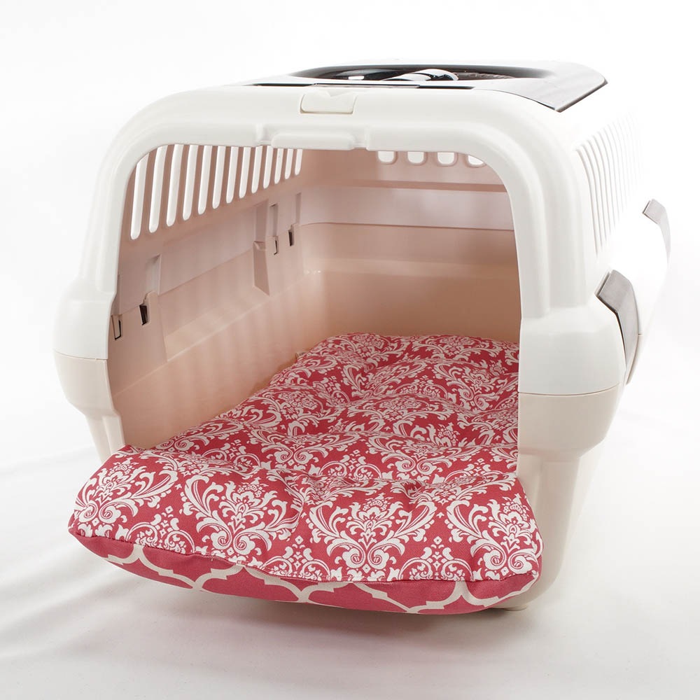 あごのせ縁無しクッション/クレートクッション ダマスクモロッカン ピンク Sサイズ