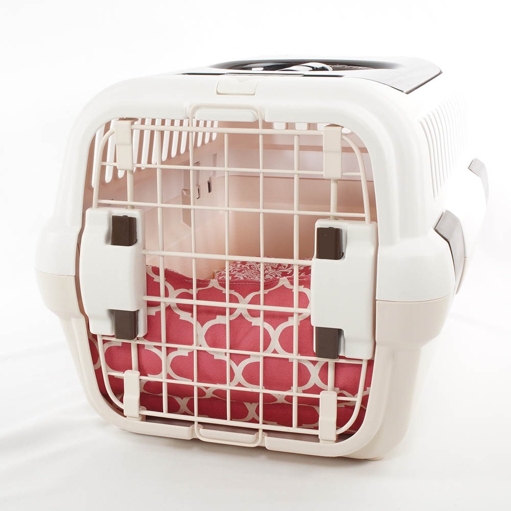 あごのせ縁無しクッション/クレートクッション ダマスクモロッカン ピンク Sサイズ