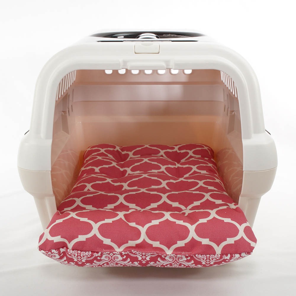 あごのせ縁無しクッション/クレートクッション ダマスクモロッカン ピンク Sサイズ