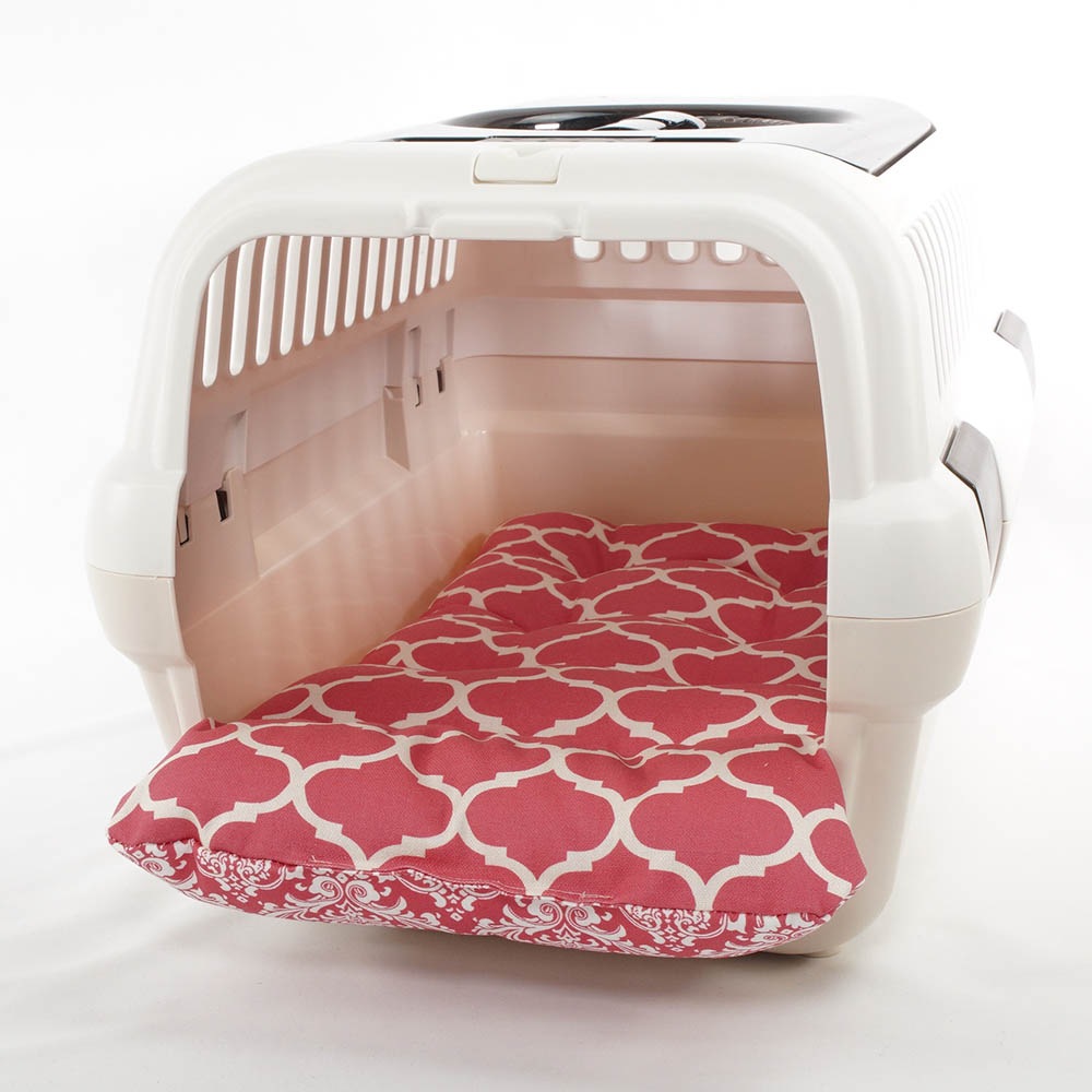 あごのせ縁無しクッション/クレートクッション ダマスクモロッカン ピンク Sサイズ