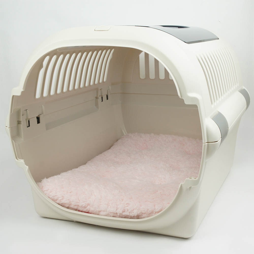 縁無しクッションベッド/クレートクッション マカロンシャービーピンクファー Mサイズ