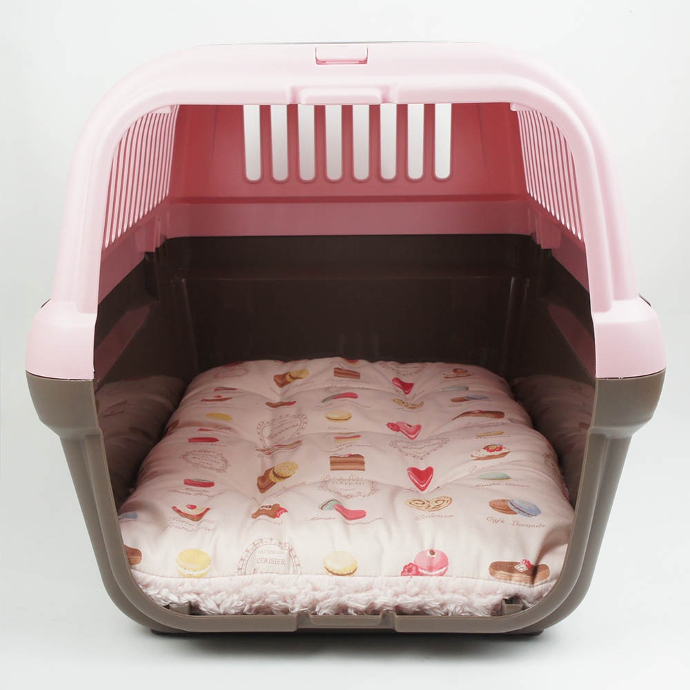 縁無しクッションベッド/クレートクッション マカロンシャービーピンクファー Mサイズ