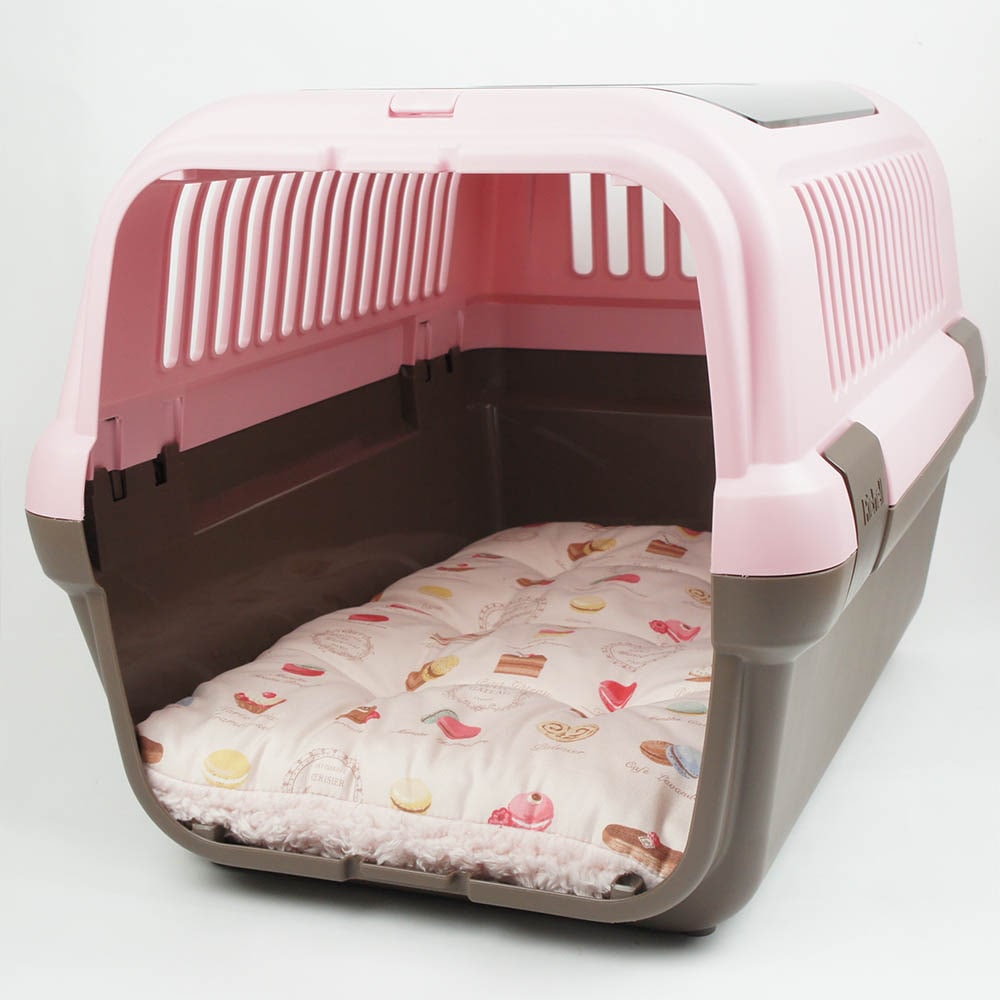 縁無しクッションベッド/クレートクッション マカロンシャービーピンクファー Mサイズ