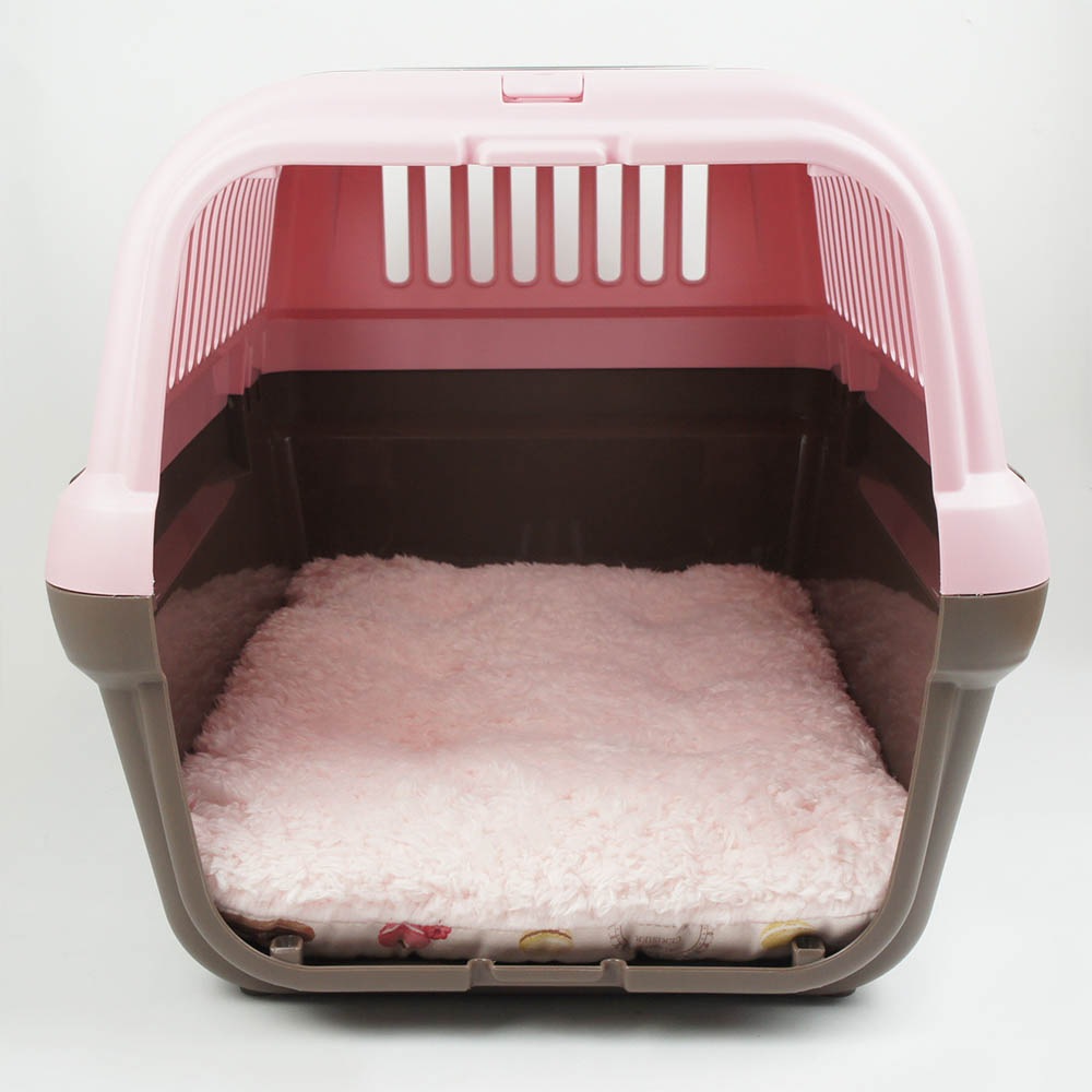 縁無しクッションベッド/クレートクッション マカロンシャービーピンクファー Mサイズ