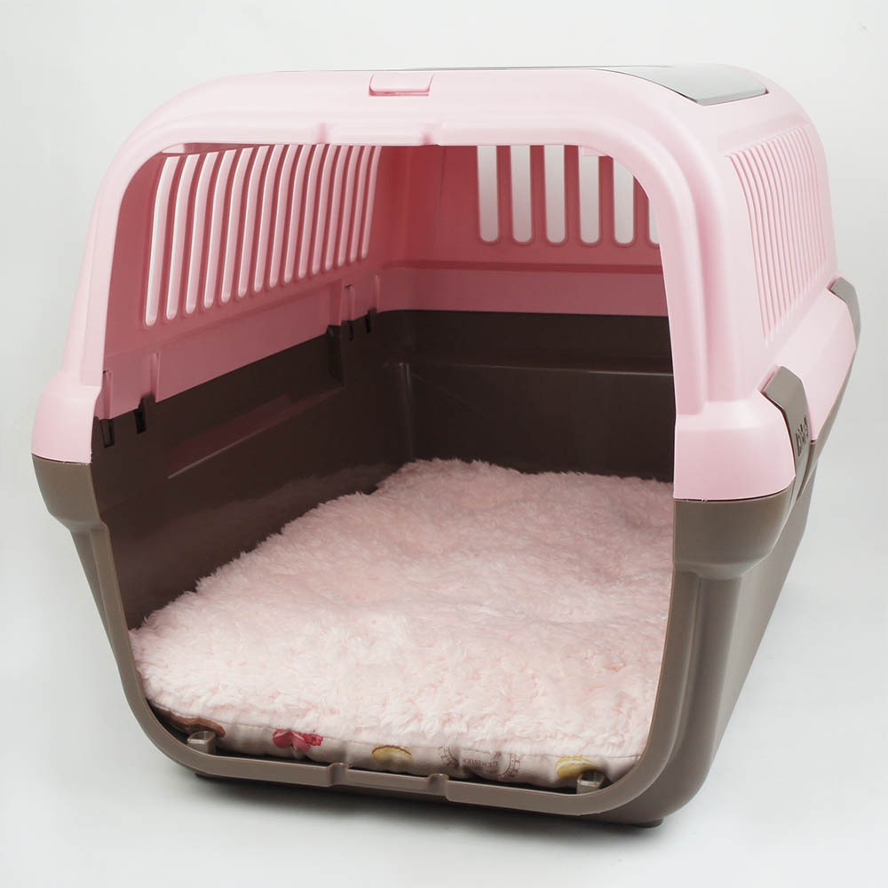 縁無しクッションベッド/クレートクッション マカロンシャービーピンクファー Mサイズ