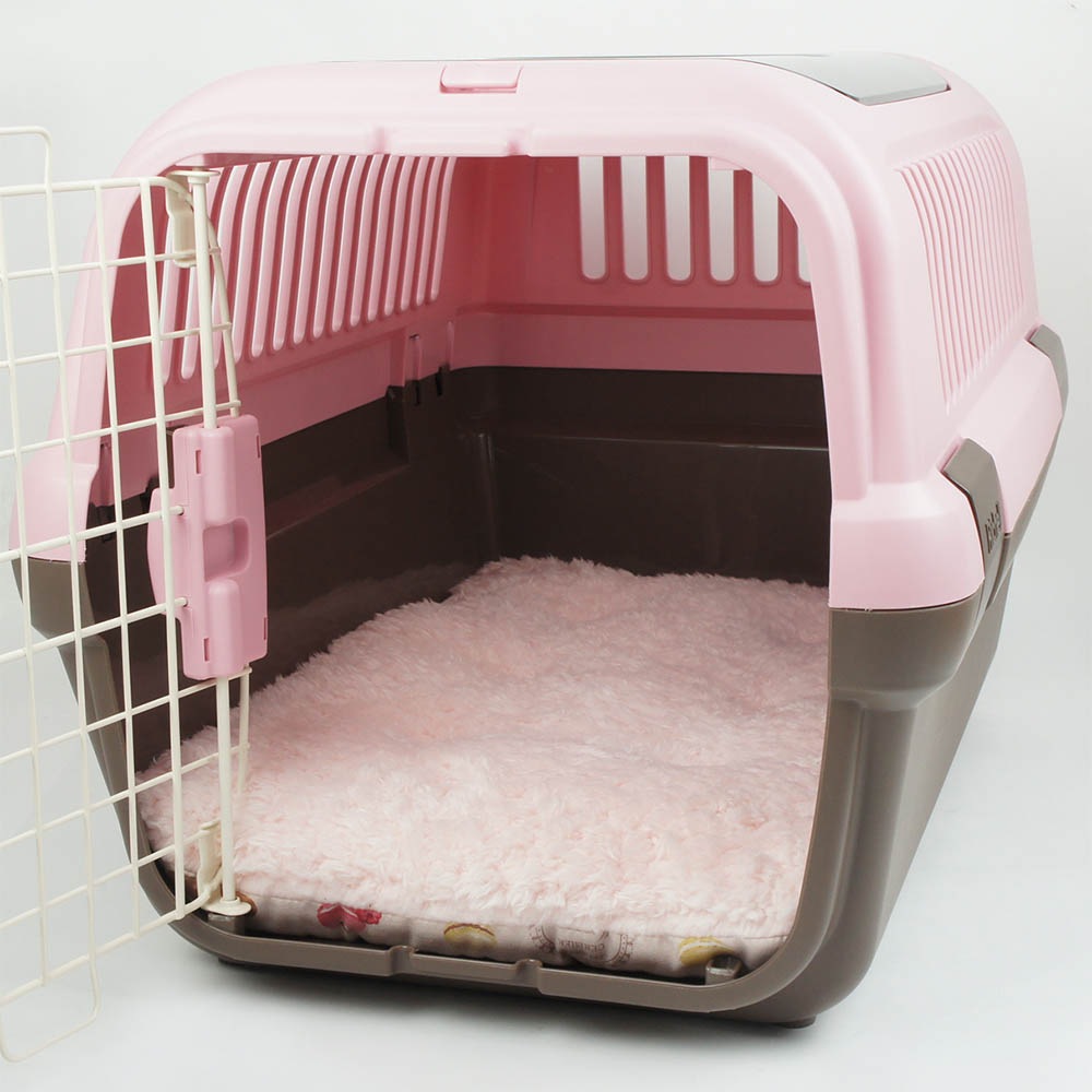 縁無しクッションベッド/クレートクッション マカロンシャービーピンクファー Mサイズ