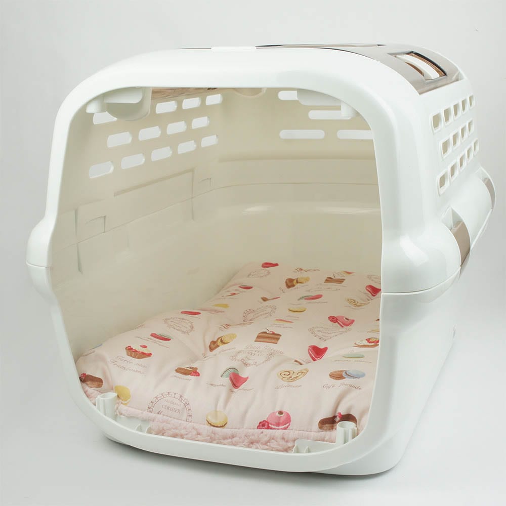 縁無しクッションベッド/クレートクッション マカロンシャービーピンクファー Mサイズ