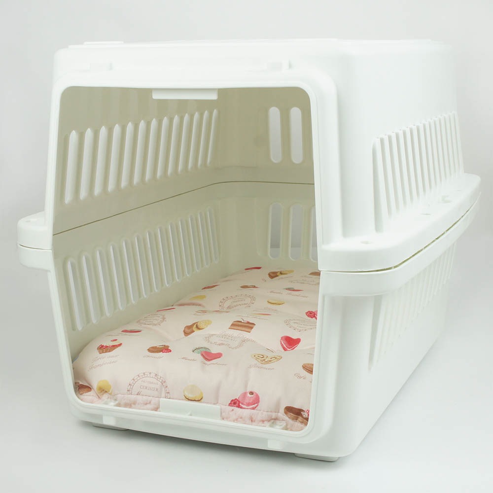 縁無しクッションベッド/クレートクッション マカロンシャービーピンクファー Mサイズ