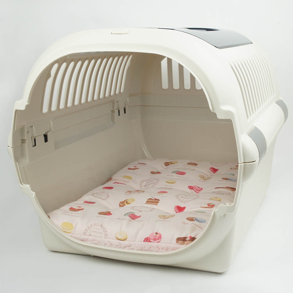 縁無しクッションベッド/クレートクッション マカロンシャービーピンクファー Mサイズ