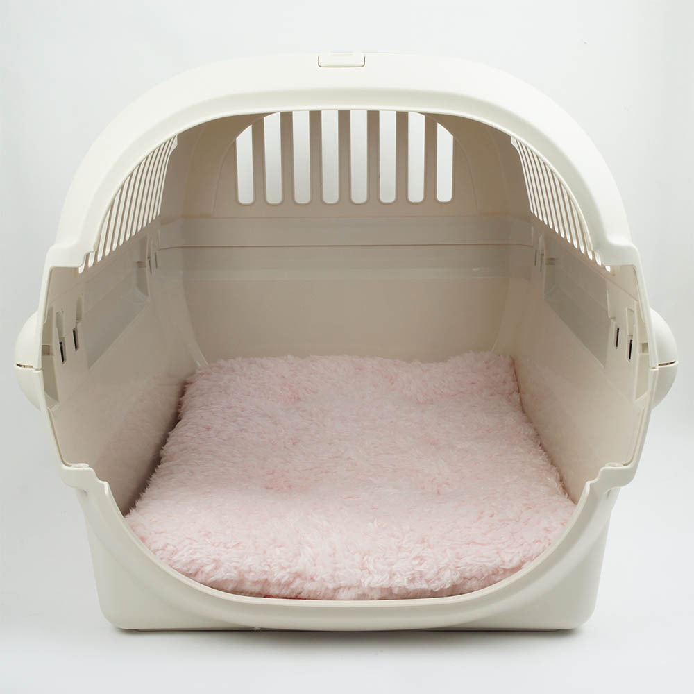 縁無しクッションベッド/クレートクッション マカロンシャービーピンクファー Mサイズ