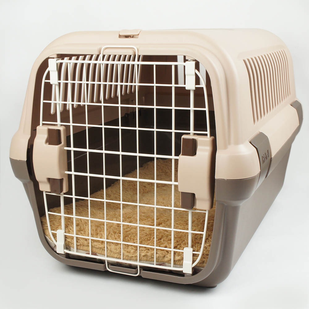 縁無しクッションベッド/クレートクッション マカロンベージュファーキャメル Mサイズ