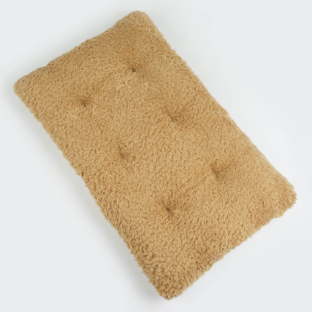 縁無しクッションベッド/クレートクッション マカロンベージュファーキャメル Mサイズ