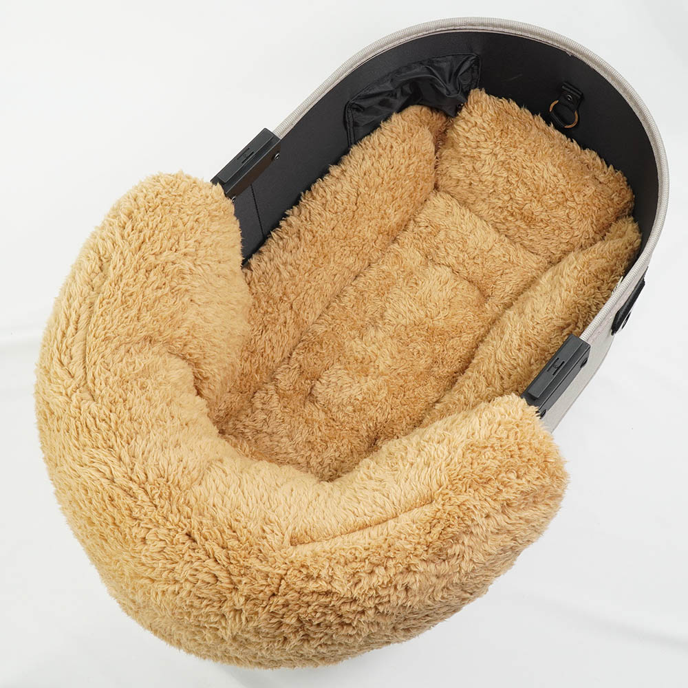 【500円OFF】DOME3レギュラー用クッションセット ぷくぷく あごのせクッション＋キャリークッションベッド Sサイズ マカロンベージュファーキャメル