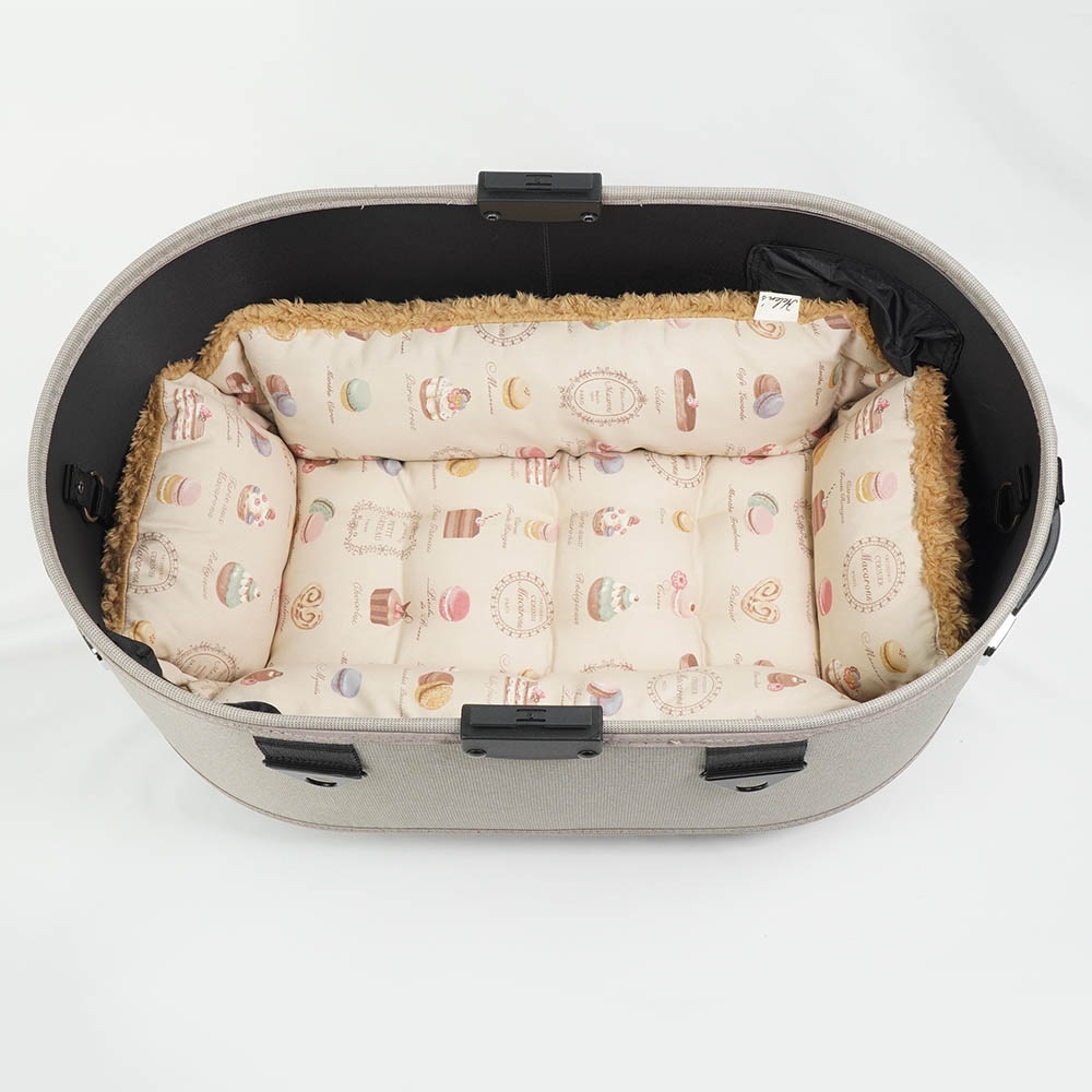 【500円OFF】DOME3レギュラー用クッションセット ぷくぷく あごのせクッション＋キャリークッションベッド Sサイズ マカロンベージュファーキャメル