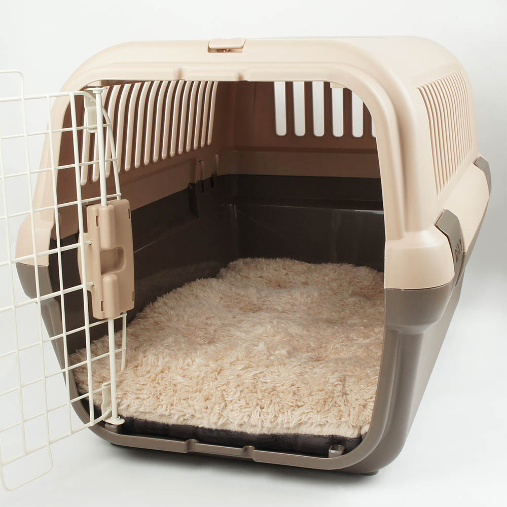 縁無しクッションベッド/クレートクッション マカロンチョコファー Mサイズ