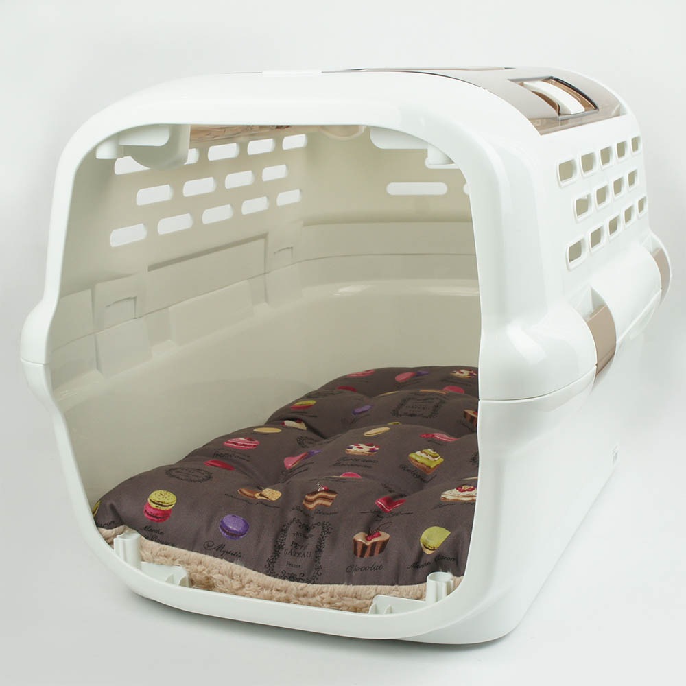 縁無しクッションベッド/クレートクッション マカロンチョコファー Mサイズ