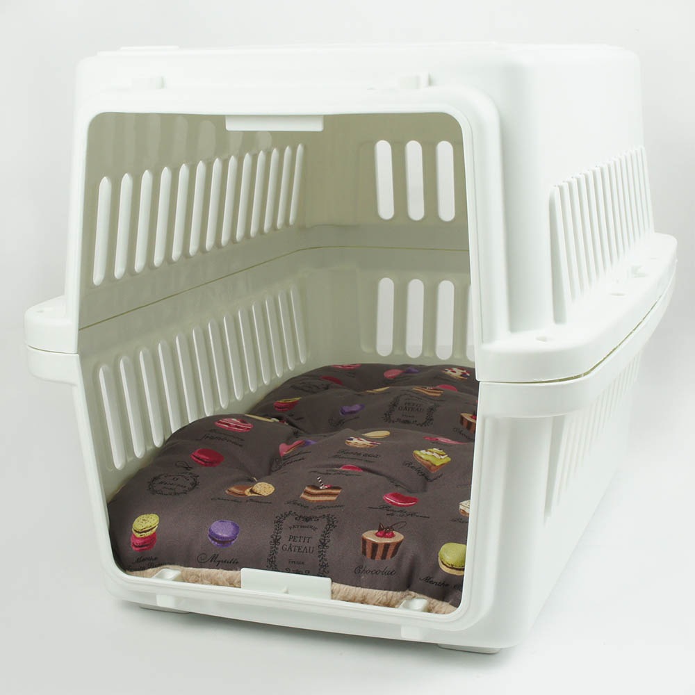 縁無しクッションベッド/クレートクッション マカロンチョコファー Mサイズ