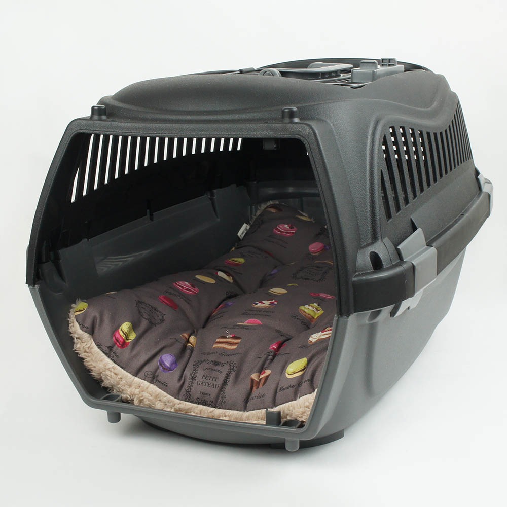 縁無しクッションベッド/クレートクッション マカロンチョコファー Mサイズ