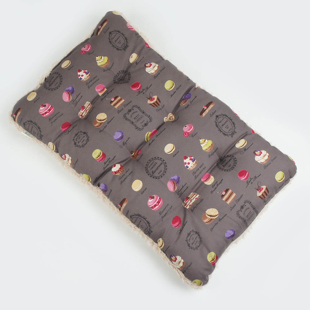 縁無しクッションベッド/クレートクッション マカロンチョコファー Mサイズ