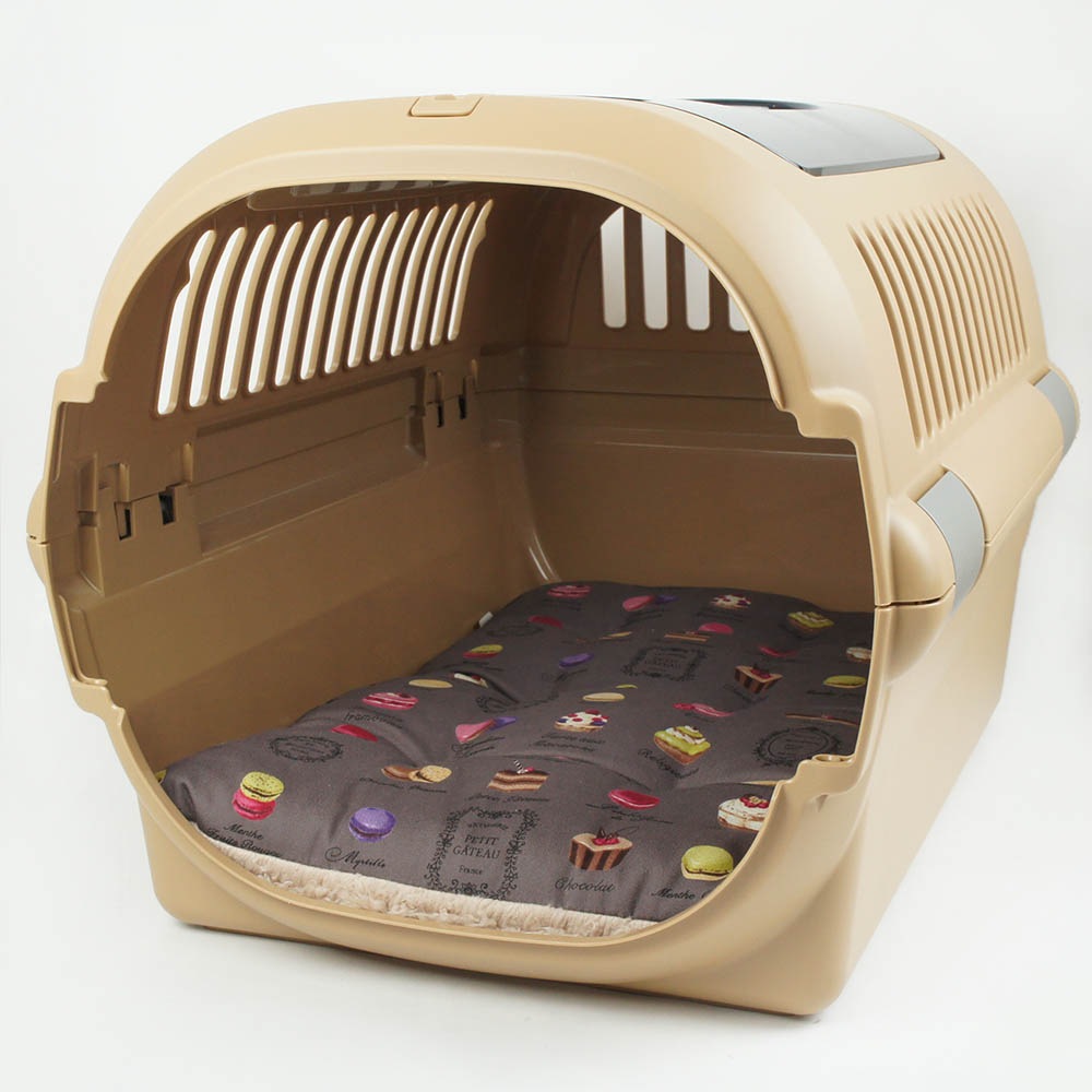 縁無しクッションベッド/クレートクッション マカロンチョコファー Mサイズ