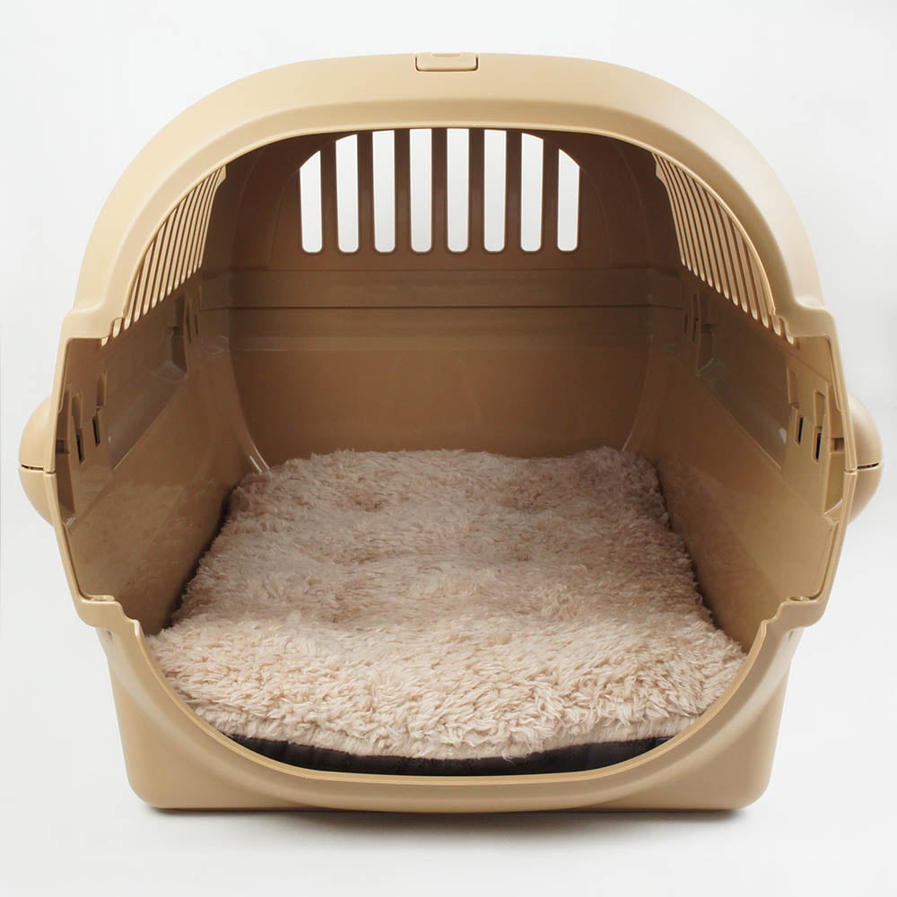 縁無しクッションベッド/クレートクッション マカロンチョコファー Mサイズ