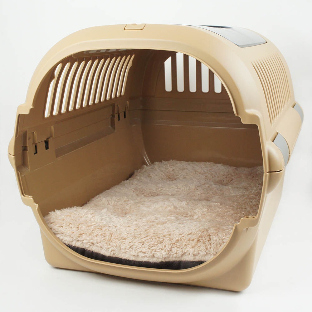 縁無しクッションベッド/クレートクッション マカロンチョコファー Mサイズ