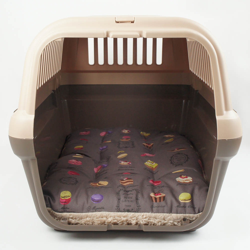 縁無しクッションベッド/クレートクッション マカロンチョコファー Mサイズ